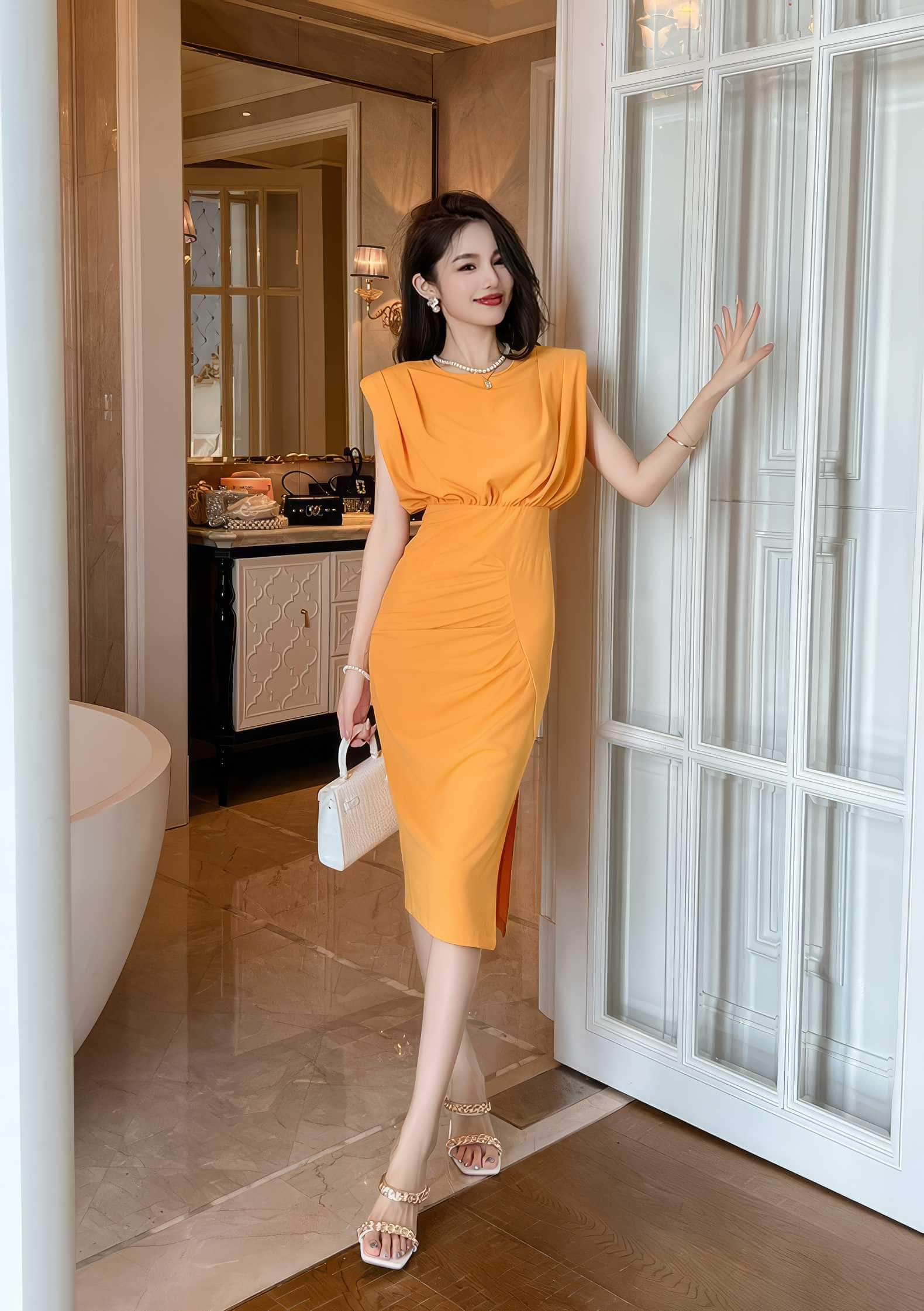 Ruffled Sleeveless Asymmetrical Hem Dress