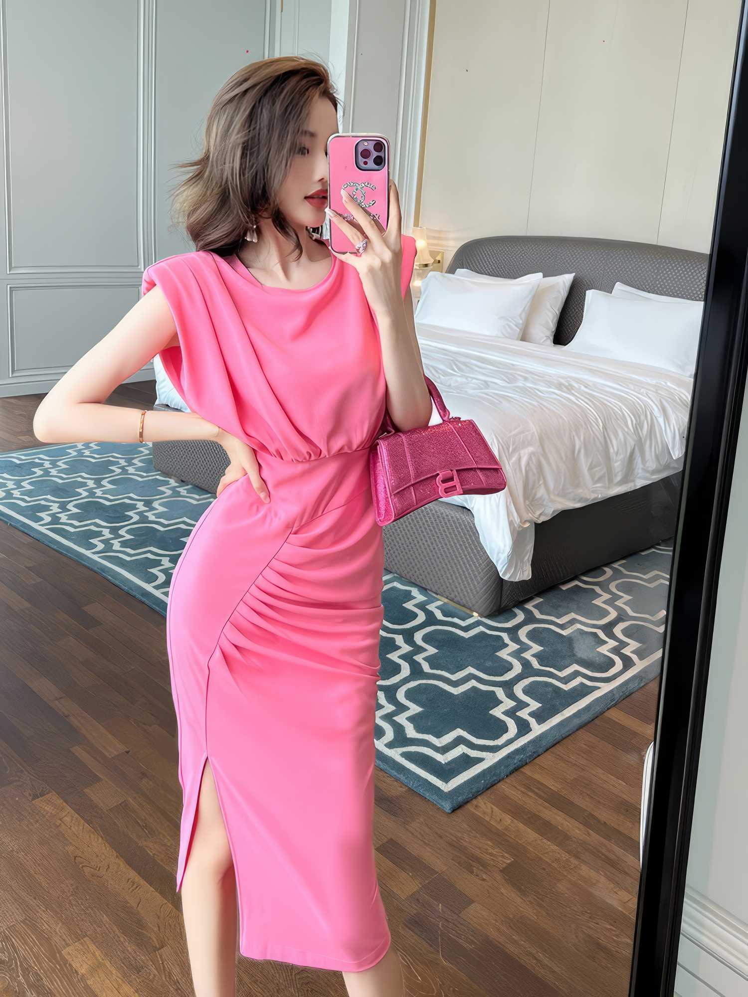 Ruffled Sleeveless Asymmetrical Hem Dress