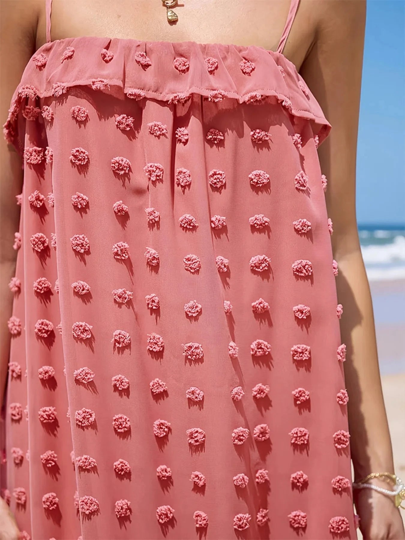 Ruffled Swiss Dot Cami Dress