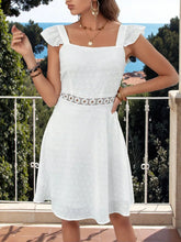 Ruffled Swiss Dot Square Neck Dress White / S