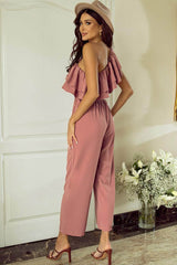 Ruffled Tied One-Shoulder Jumpsuit