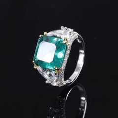 S925 Sterling Silver Lab Grown Emerald Diamond Gemstone Ring