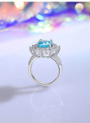 S925 Sterling Silver Prong-Setting Lab-Generated Diamond Gemstone Oval Ring