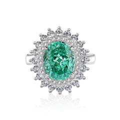 S925 Sterling Silver Prong-Setting Oval-Cut Lab Diamond Gemstone Ring