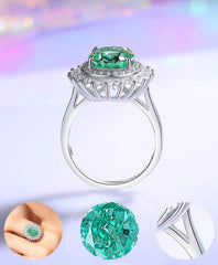 S925 Sterling Silver Prong-Setting Oval-Cut Lab Diamond Gemstone Ring