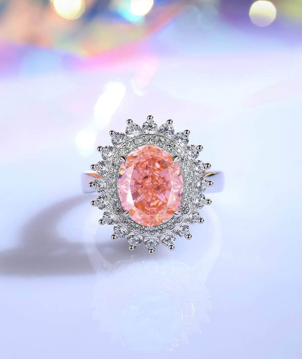 S925 Sterling Silver Prong-Setting Oval-Cut Lab Diamond Gemstone Ring