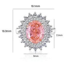 S925 Sterling Silver Prong-Setting Oval-Cut Lab Diamond Gemstone Ring