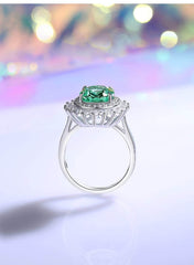 S925 Sterling Silver Prong-Setting Oval-Cut Lab Diamond Gemstone Ring