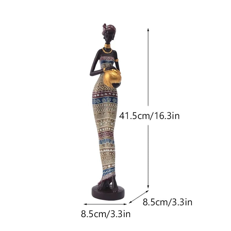SAAKAR Resin Painted Black Women Statue Decor - Retro Figurines Holding Pottery Pots for Home, Bedroom, Desktop Collection Scarf