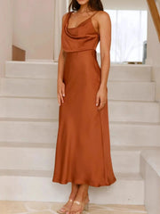 Satin Asymmetrical Midi Dress