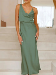 Satin Asymmetrical Midi Dress