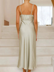 Satin Asymmetrical Midi Dress