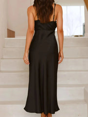 Satin Asymmetrical Midi Dress