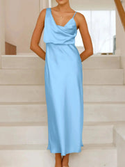 Satin Asymmetrical Midi Dress