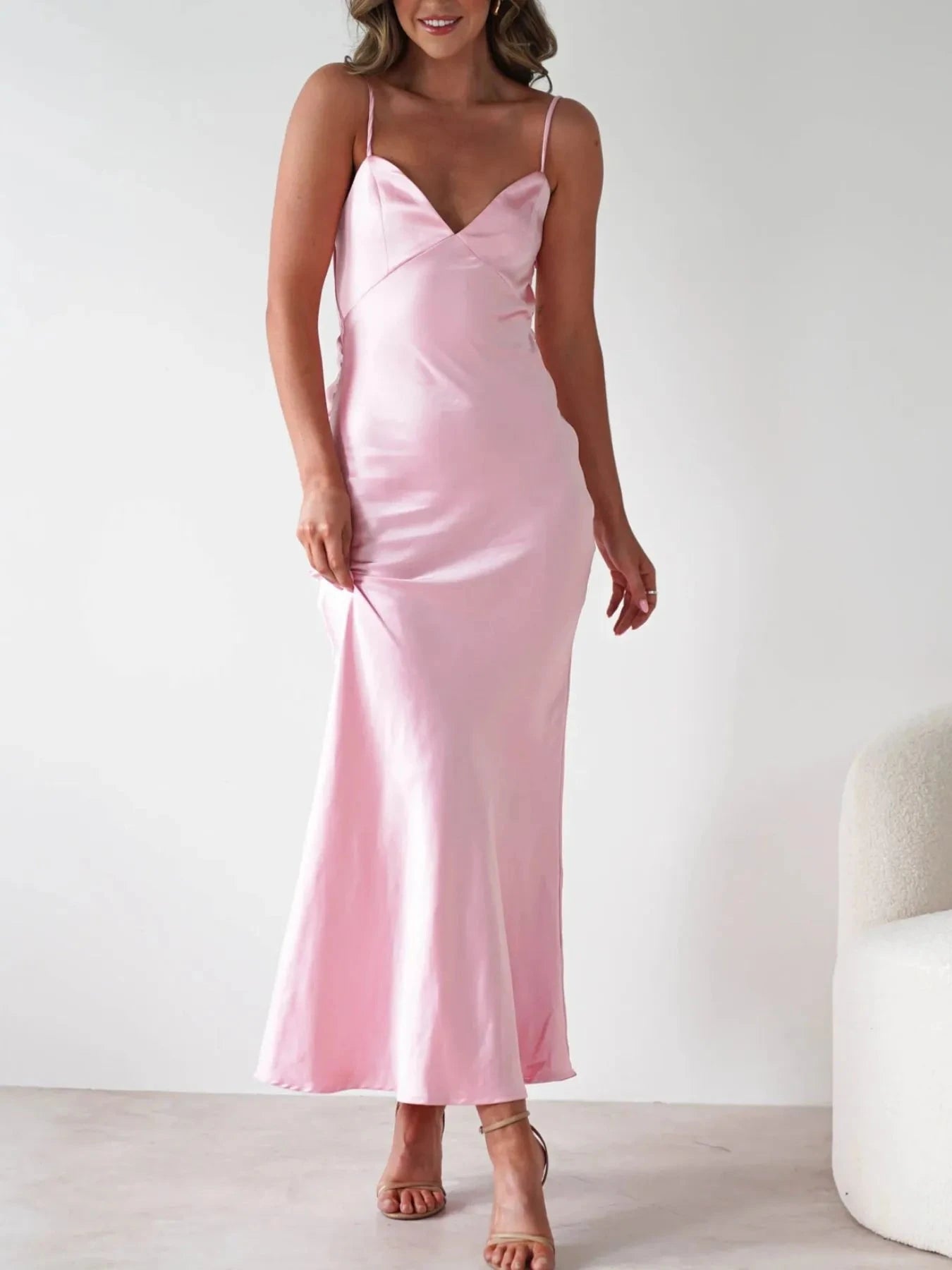 Satin Backless Cami Dress