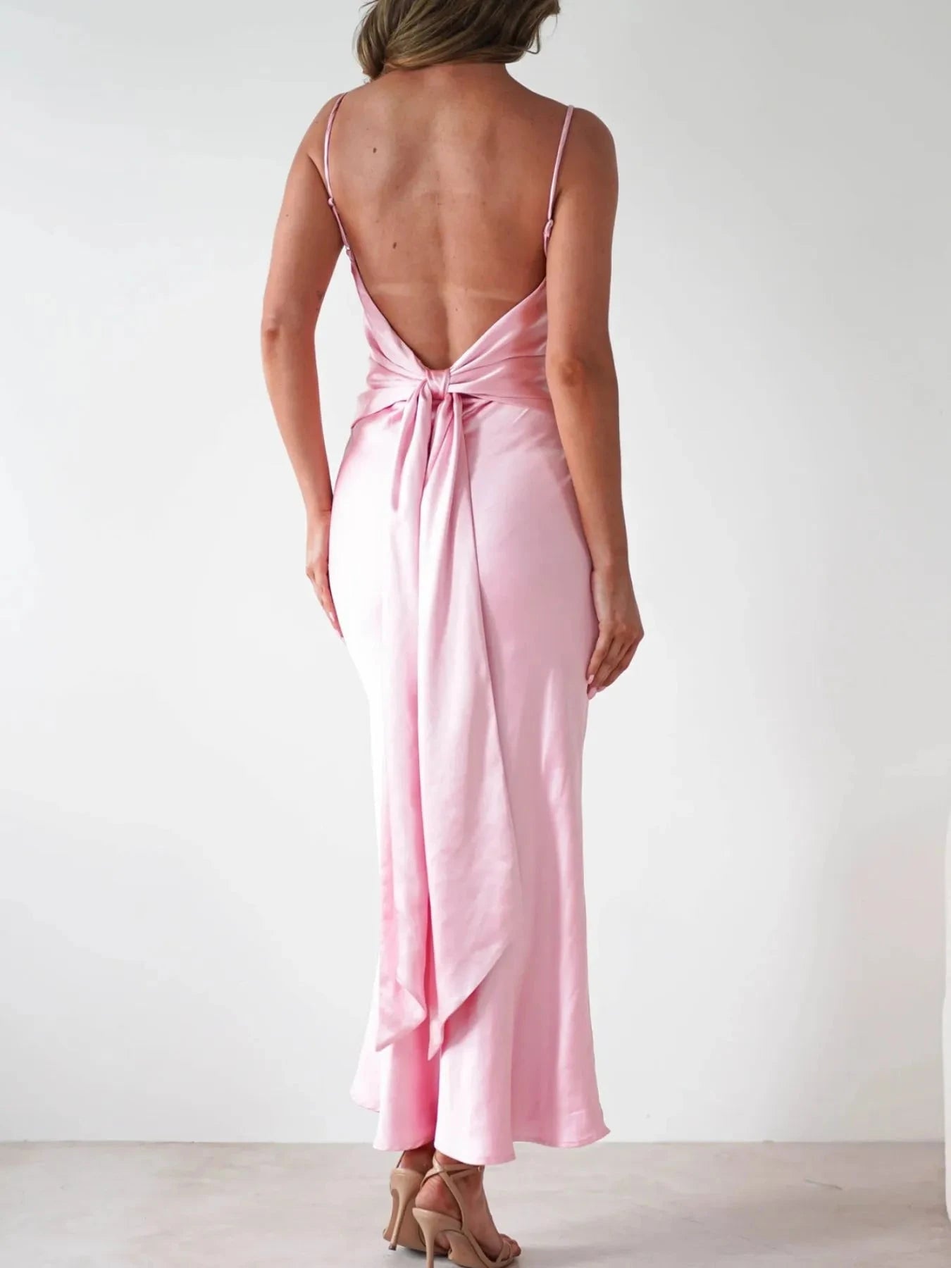 Satin Backless Cami Dress