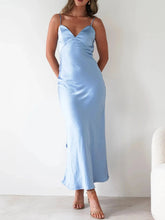 Satin Backless Cami Dress Light Blue / S