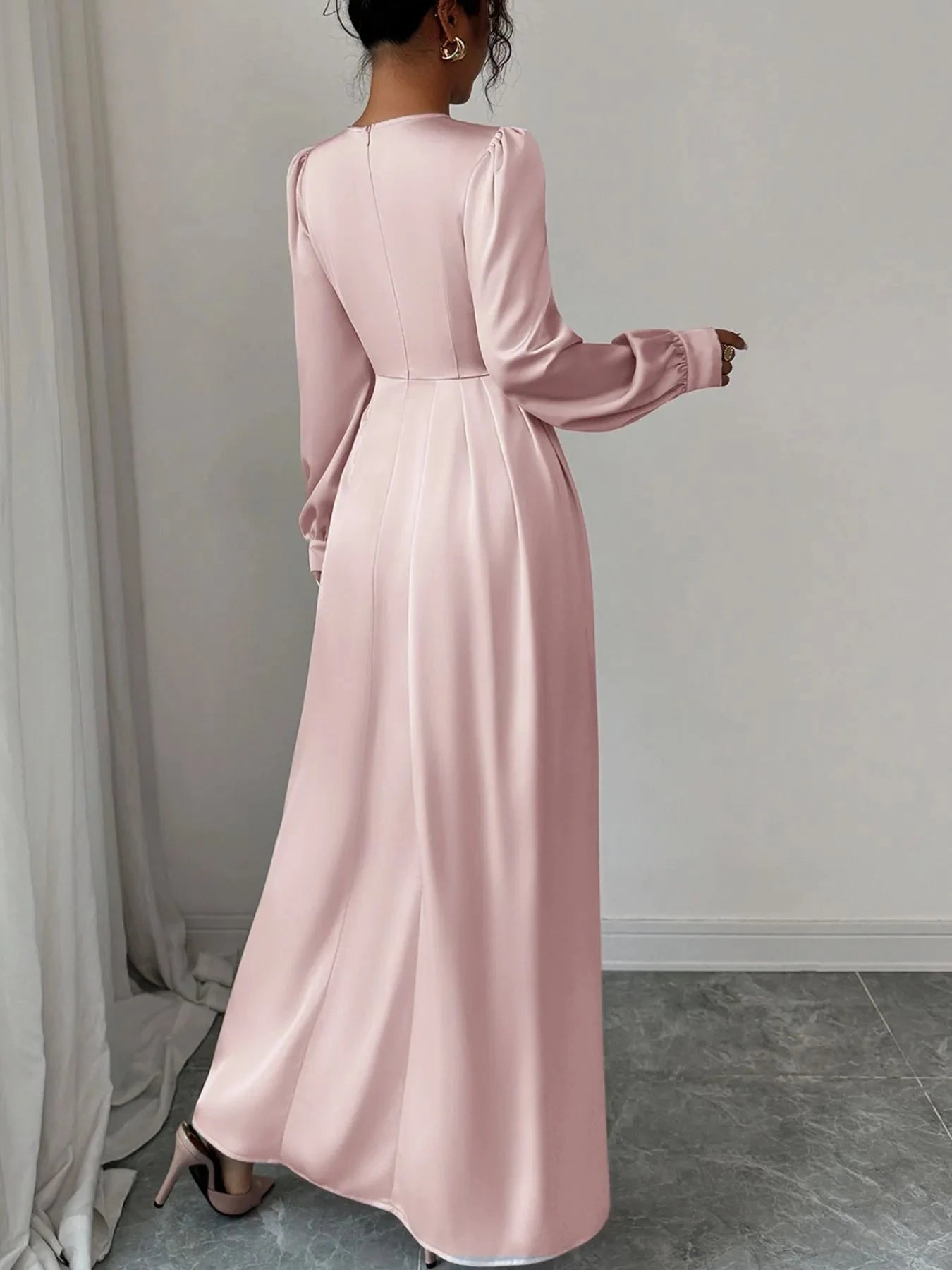Satin Long Sleeve Maxi Dress