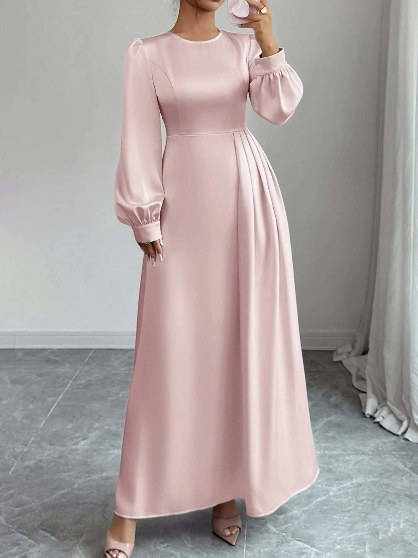 Satin Long Sleeve Maxi Dress