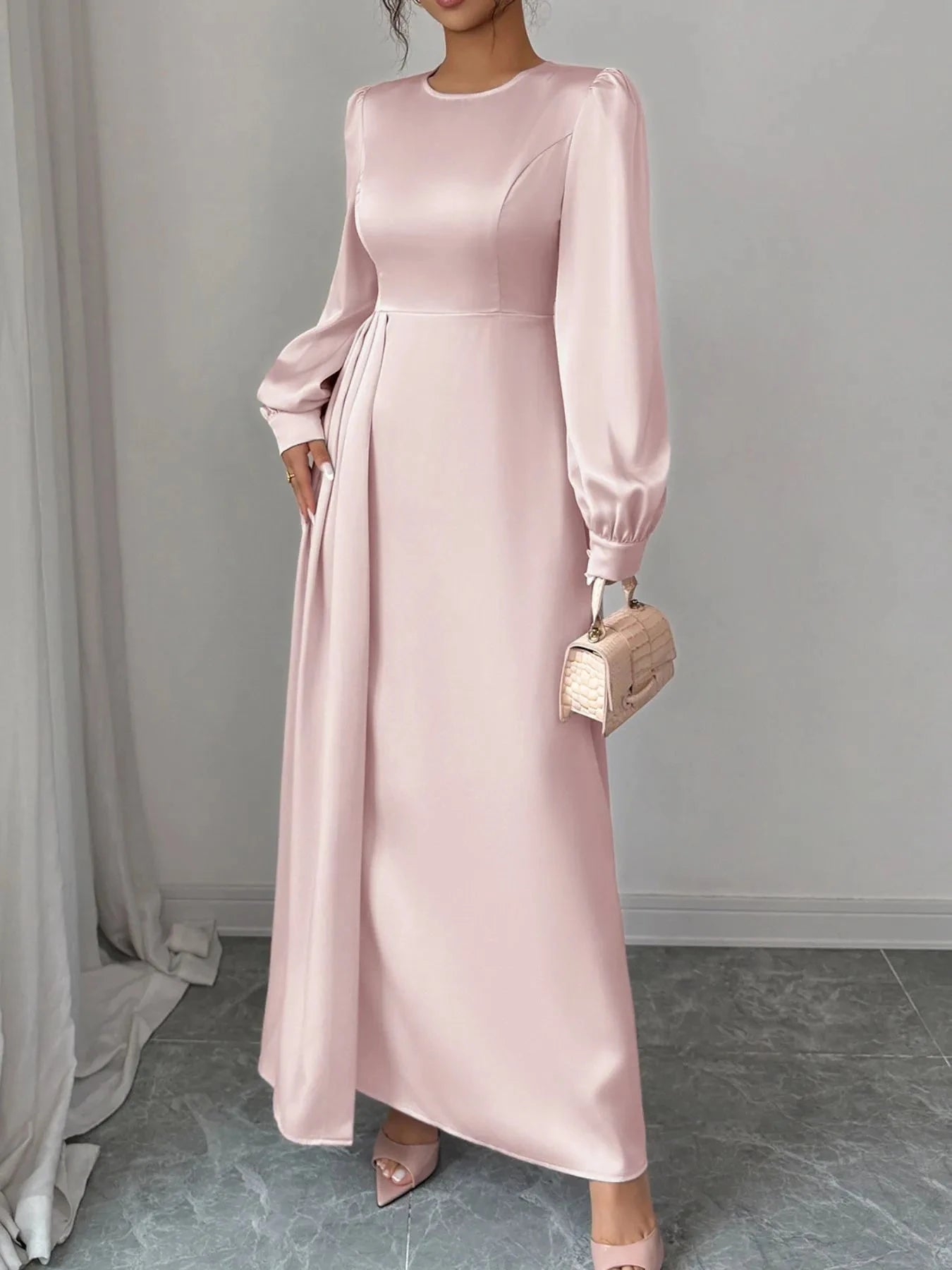 Satin Long Sleeve Maxi Dress