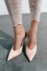 Satin Pointed Toe Slingback Heels