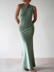 Satin Sleeveless Maxi Dress