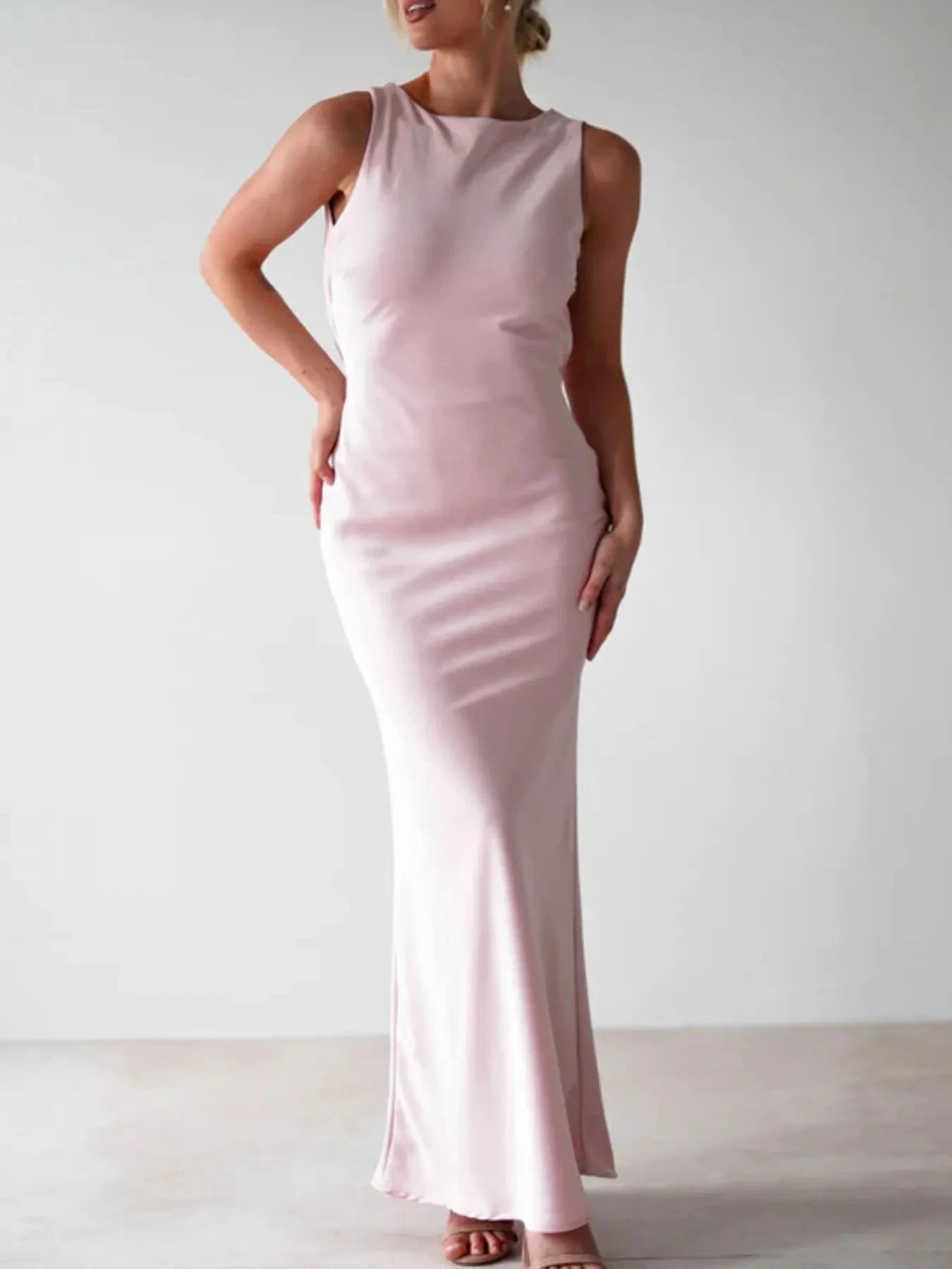 Satin Sleeveless Maxi Dress
