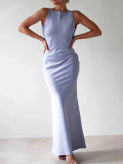Satin Sleeveless Maxi Dress