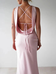 Satin Sleeveless Maxi Dress