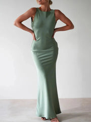 Satin Sleeveless Maxi Dress