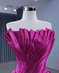 Scalloped Pleated Tube Satin Ball Dress - XRJ102