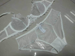 Scalloped Trimmed Floral Mesh Double Strap Panty Set