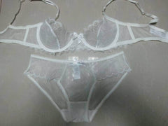 Scalloped Trimmed Floral Mesh Double Strap Panty Set