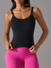 Scoop Neck Active Tank with Detachable Chest Pads