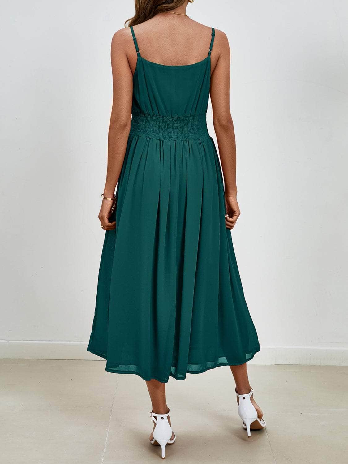 Scoop Neck Midi Cami Dress Dark Green / S