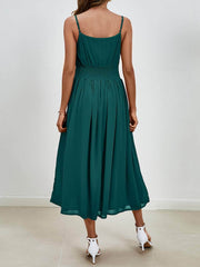 Scoop Neck Midi Cami Dress Dark Green / S
