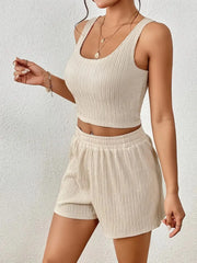 Scoop Neck Top and Shorts Set