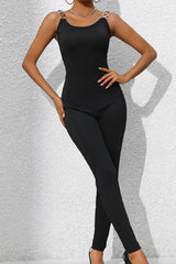 Scoop Neck Wide Strap Skinny Jumpsuit Black / S