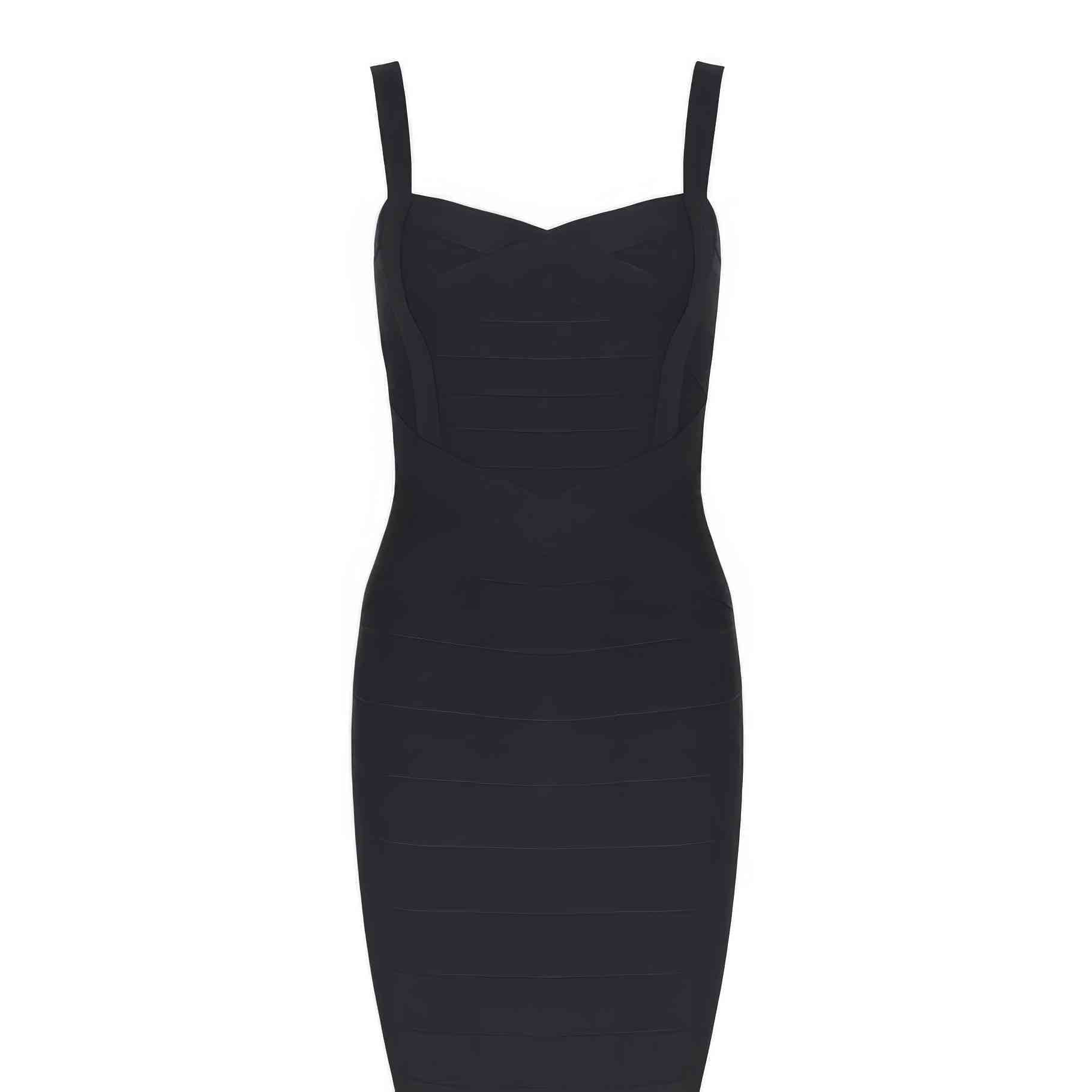 Sculpting Spaghetti Strap Bandage Bodycon Dress XS / Black