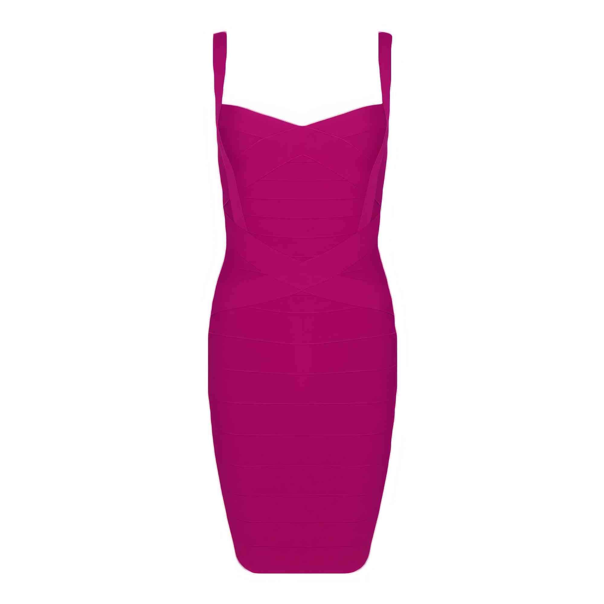 Sculpting Spaghetti Strap Bandage Bodycon Dress XS / MediumVioletRed