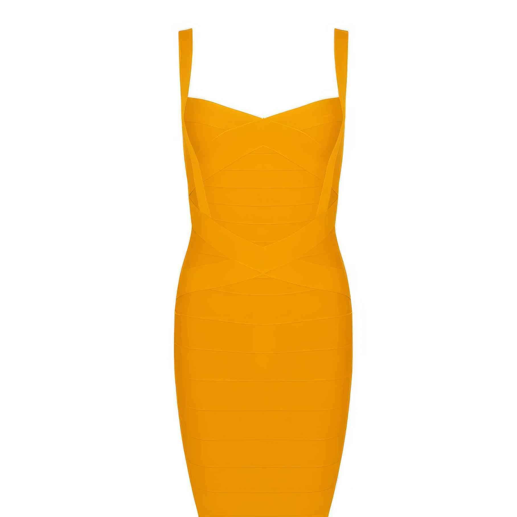 Sculpting Spaghetti Strap Bandage Bodycon Dress XS / Orange