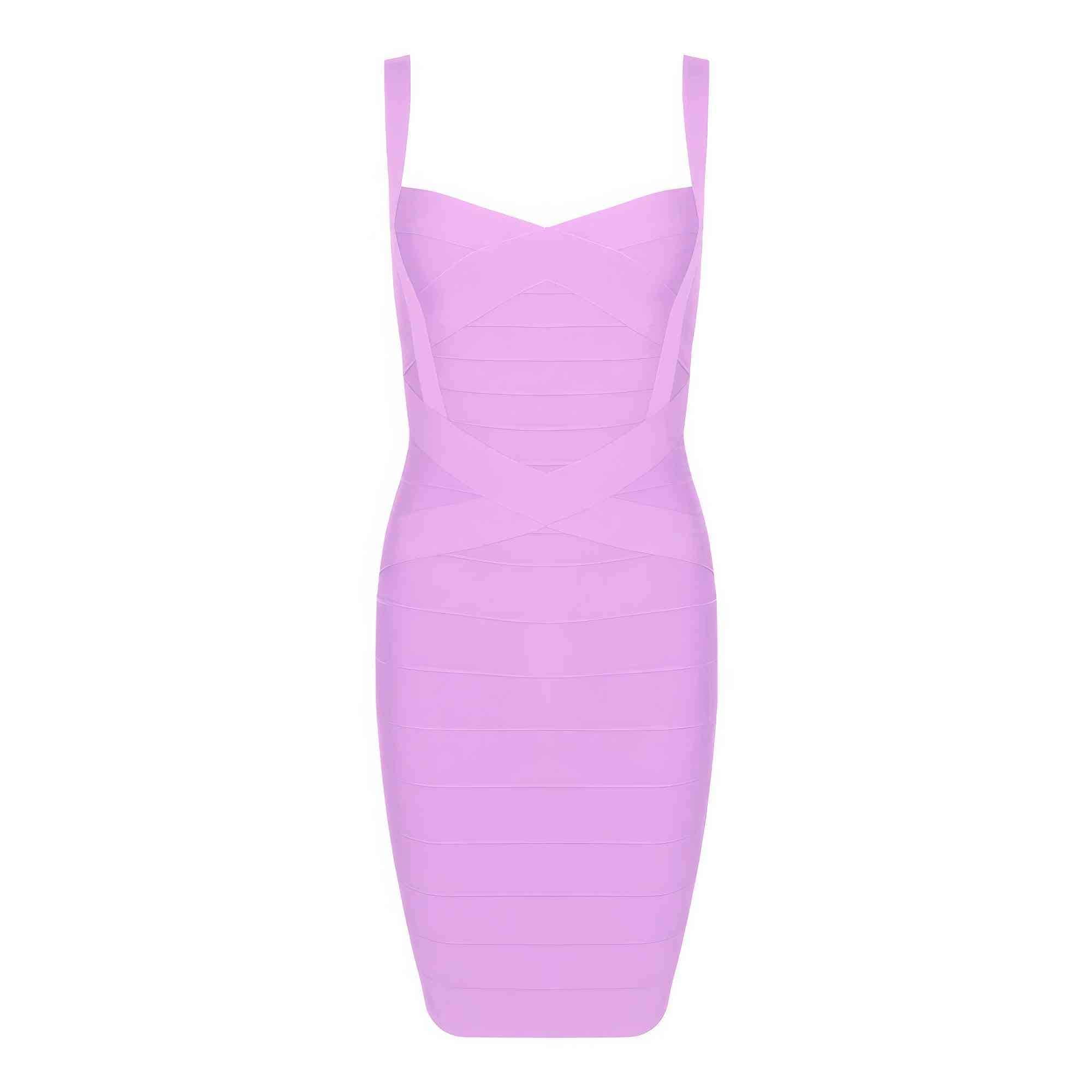Sculpting Spaghetti Strap Bandage Bodycon Dress XS / Plum