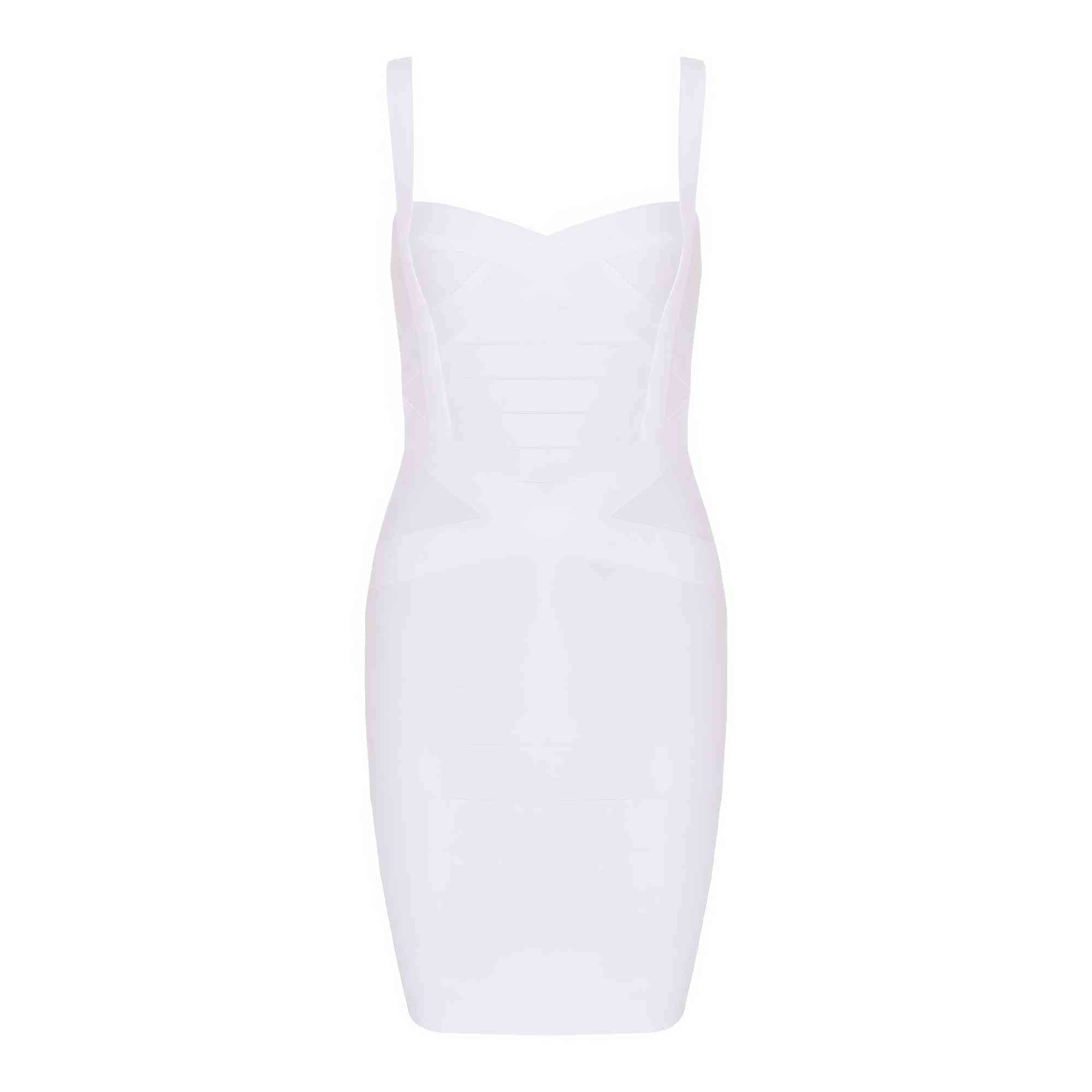 Sculpting Spaghetti Strap Bandage Bodycon Dress XS / White