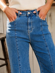 Seam Detail Flared Bottom Ankle Length Jeans