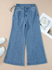 Seam Detail Flared Bottom Ankle Length Jeans