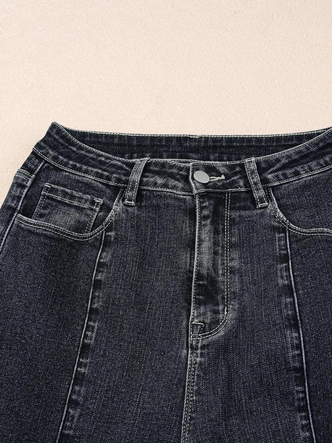 Seam Detail Flared Bottom Ankle Length Jeans