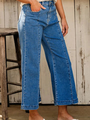 Seam Detail Flared Bottom Ankle Length Jeans