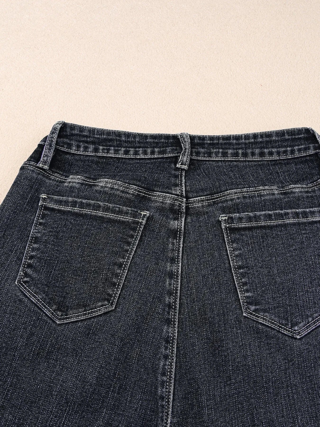 Seam Detail Flared Bottom Ankle Length Jeans