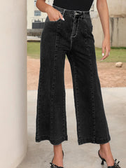 Seam Detail Flared Bottom Ankle Length Jeans