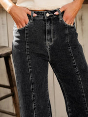 Seam Detail Flared Bottom Ankle Length Jeans